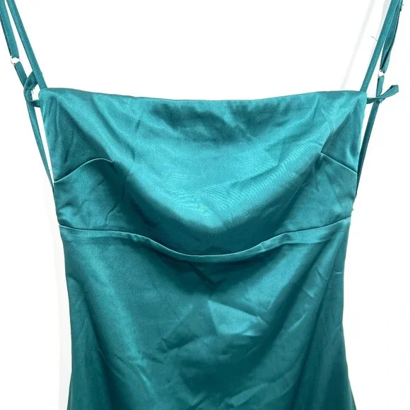 Lucy in the Sky satin slip dress y2k 90 retro green main character chic XS - Picture 5 of 15